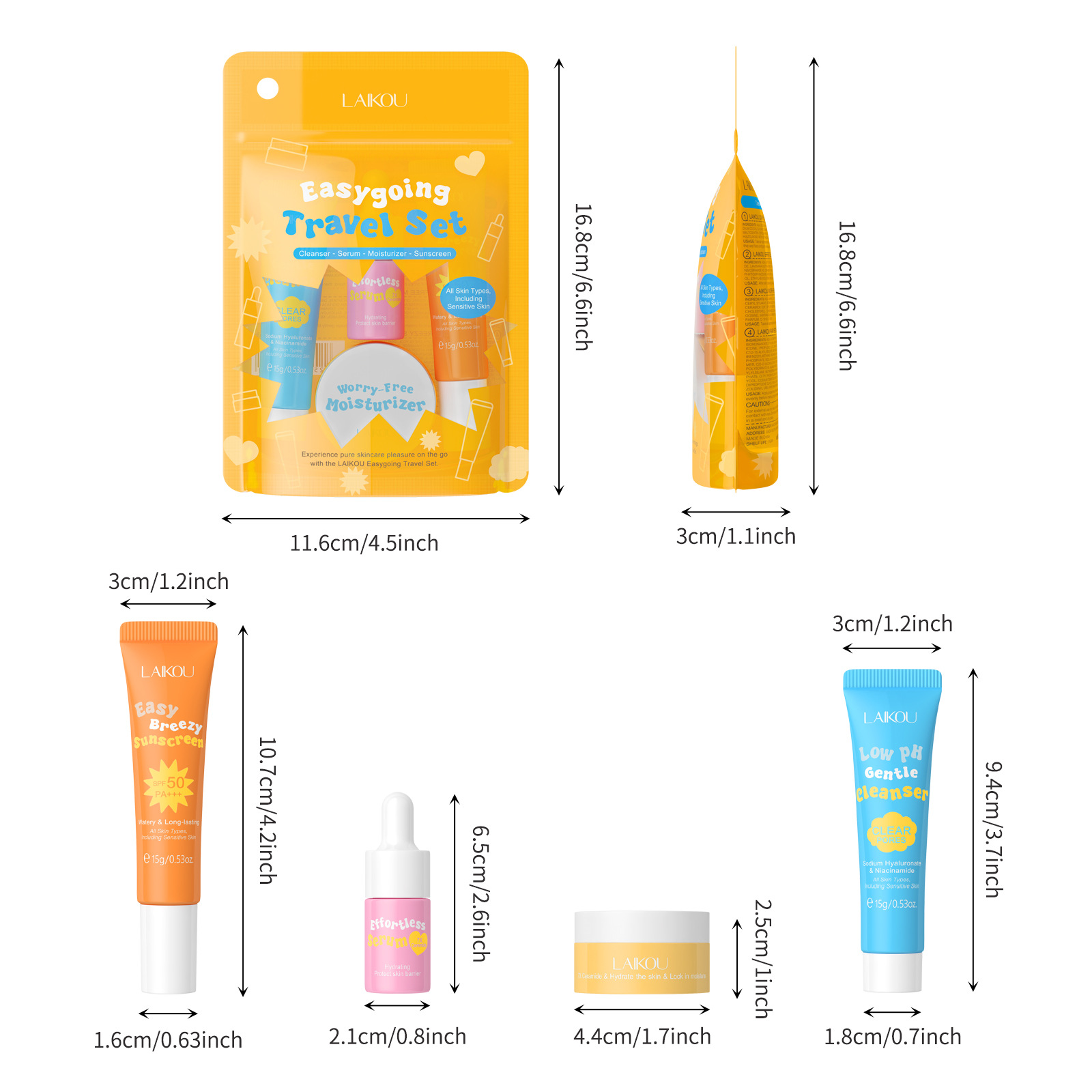4PCS Laikou Ceramide Travel Su - Hyaluronic Acid Facial Serum ulasan dan harga