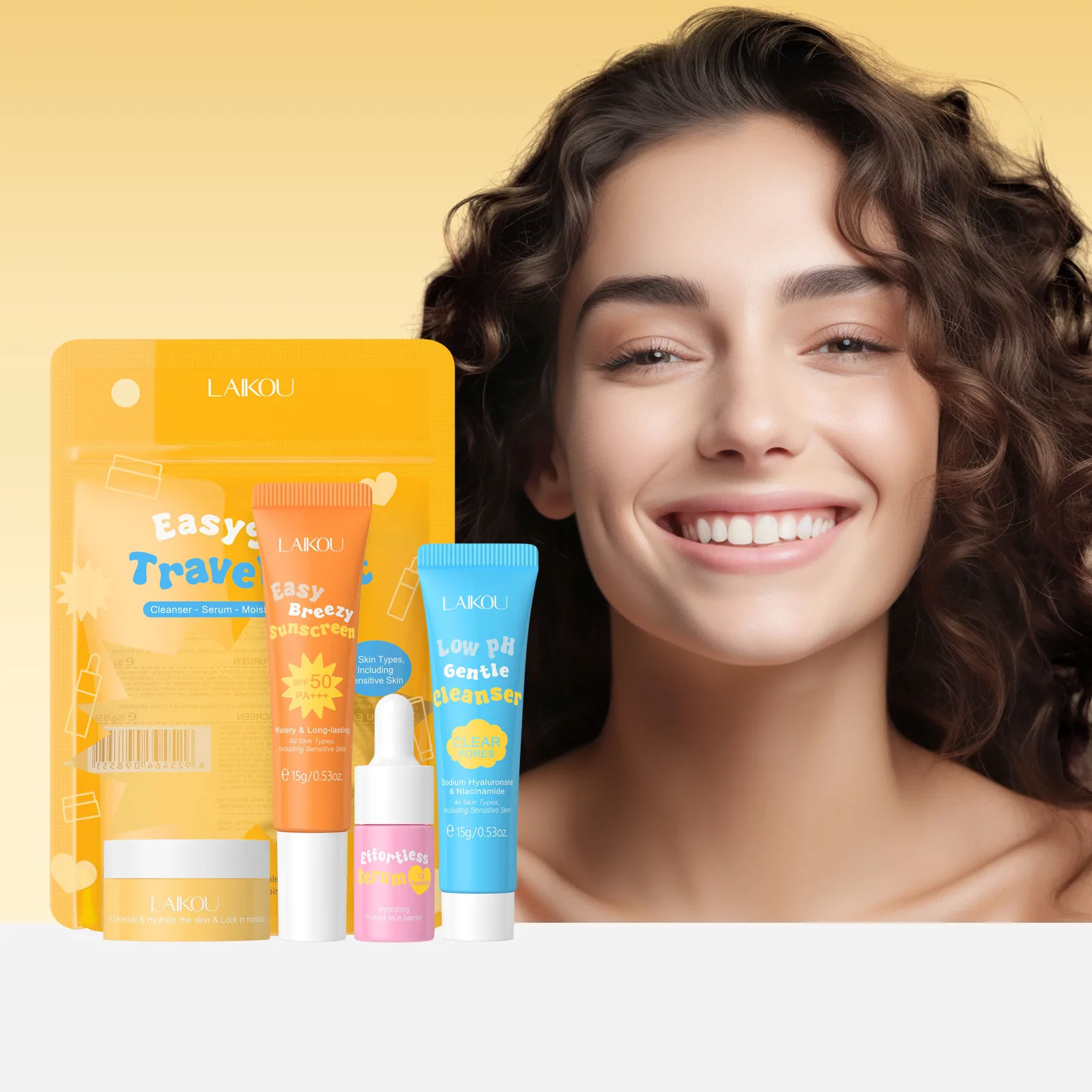 4PCS Laikou Ceramide Travel Su - Hyaluronic Acid Facial Serum ulasan dan harga
