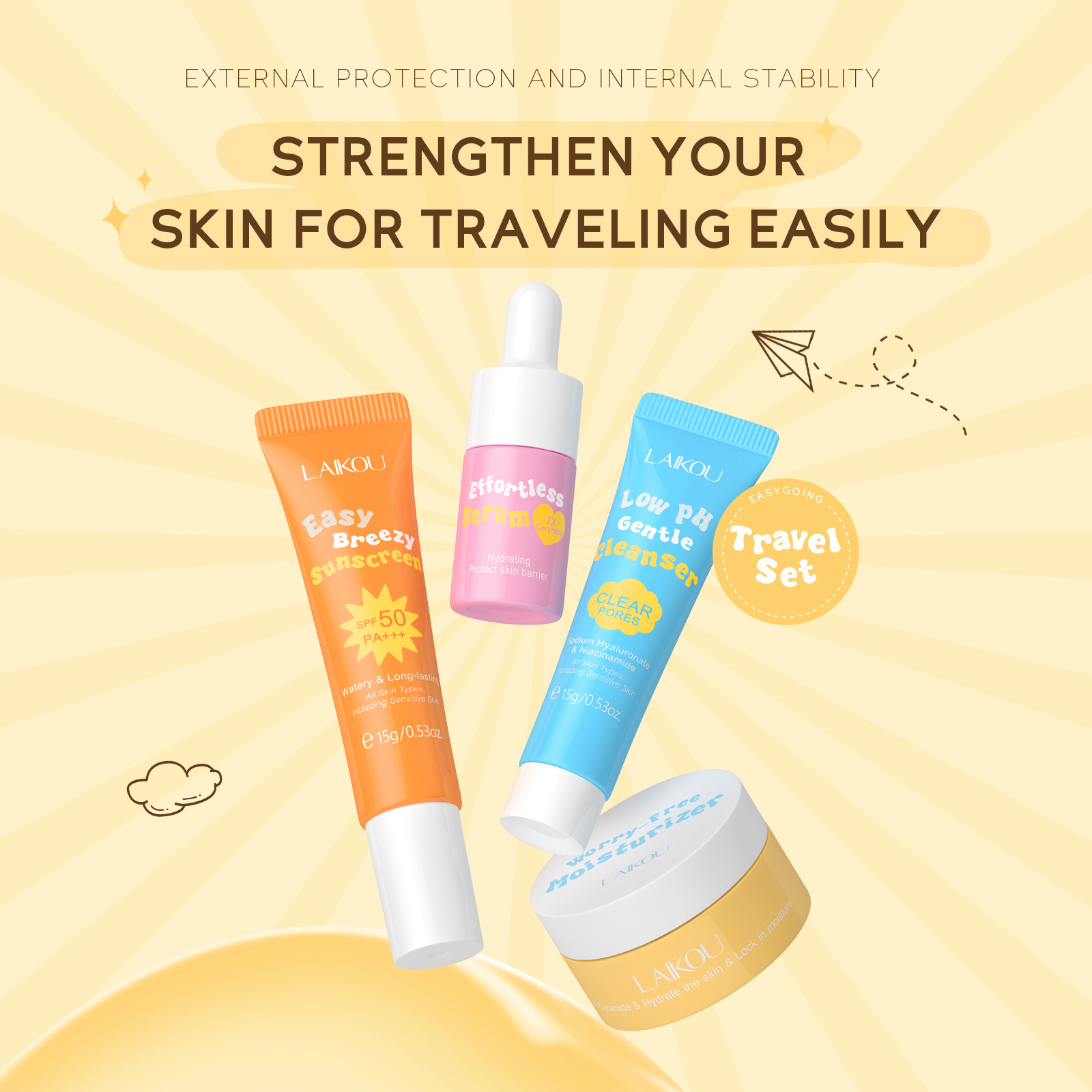 4PCS Laikou Ceramide Travel Su - Hyaluronic Acid Facial Serum ulasan dan harga