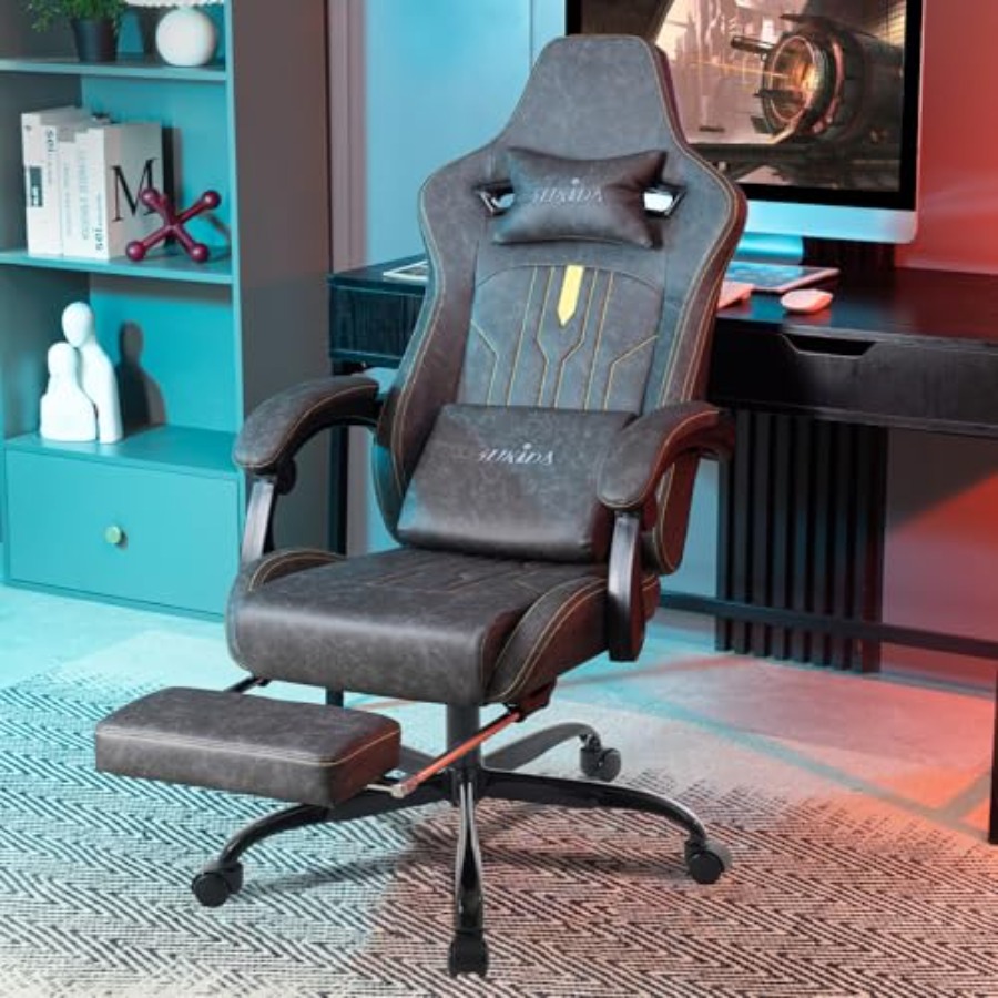 Gaming chair with footrest for - Massage ulasan dan harga