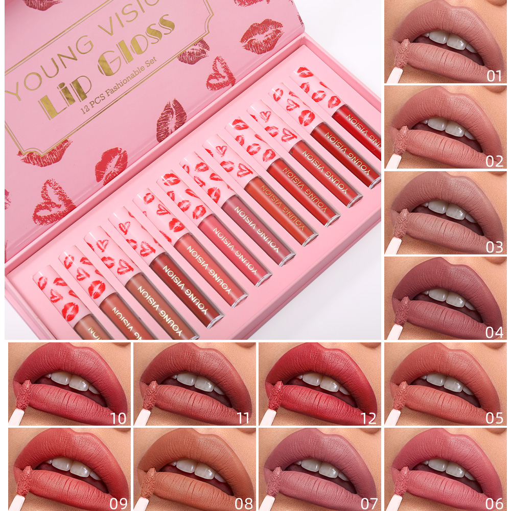 4pcs/10pcs/set Nude Lip Gloss  - Matte Velvet Lip Tint Long Lasting ulasan dan harga