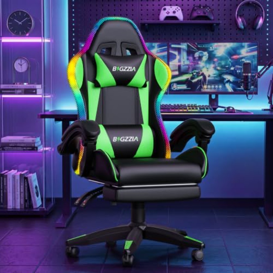 RGB gaming chair with footrest - Massage ulasan dan harga