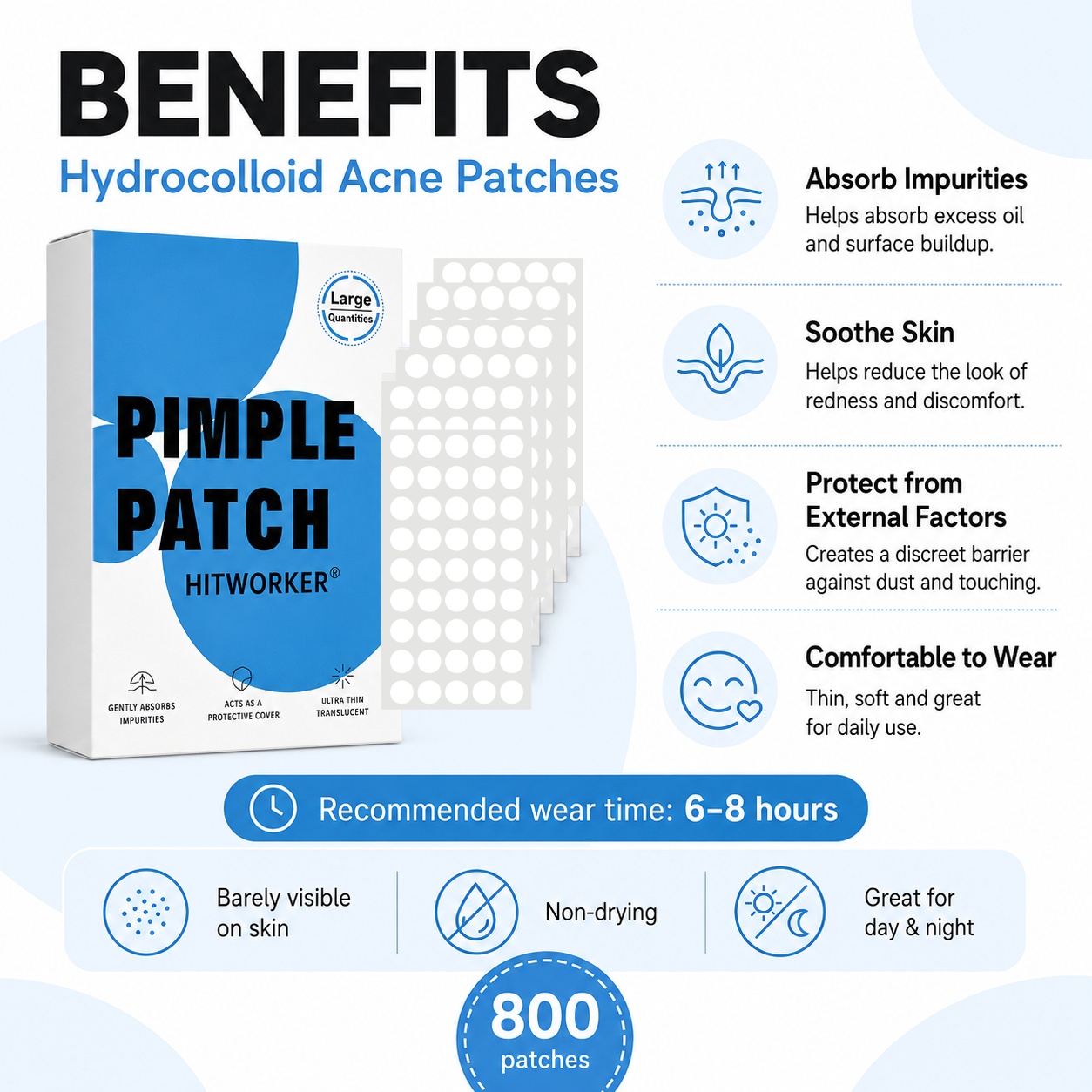 800Pcs Hydrocolloid Acne Pimpl - Hydrocolloid Pimple Patch ulasan dan harga
